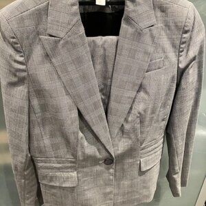 AnnTaylor Loft - Grey Plaid Pant suit- Lined size 10